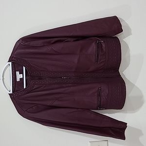 Women’s Christopher & Banks Faux Leather Maroon Zippered Jacket Size Petite XL
